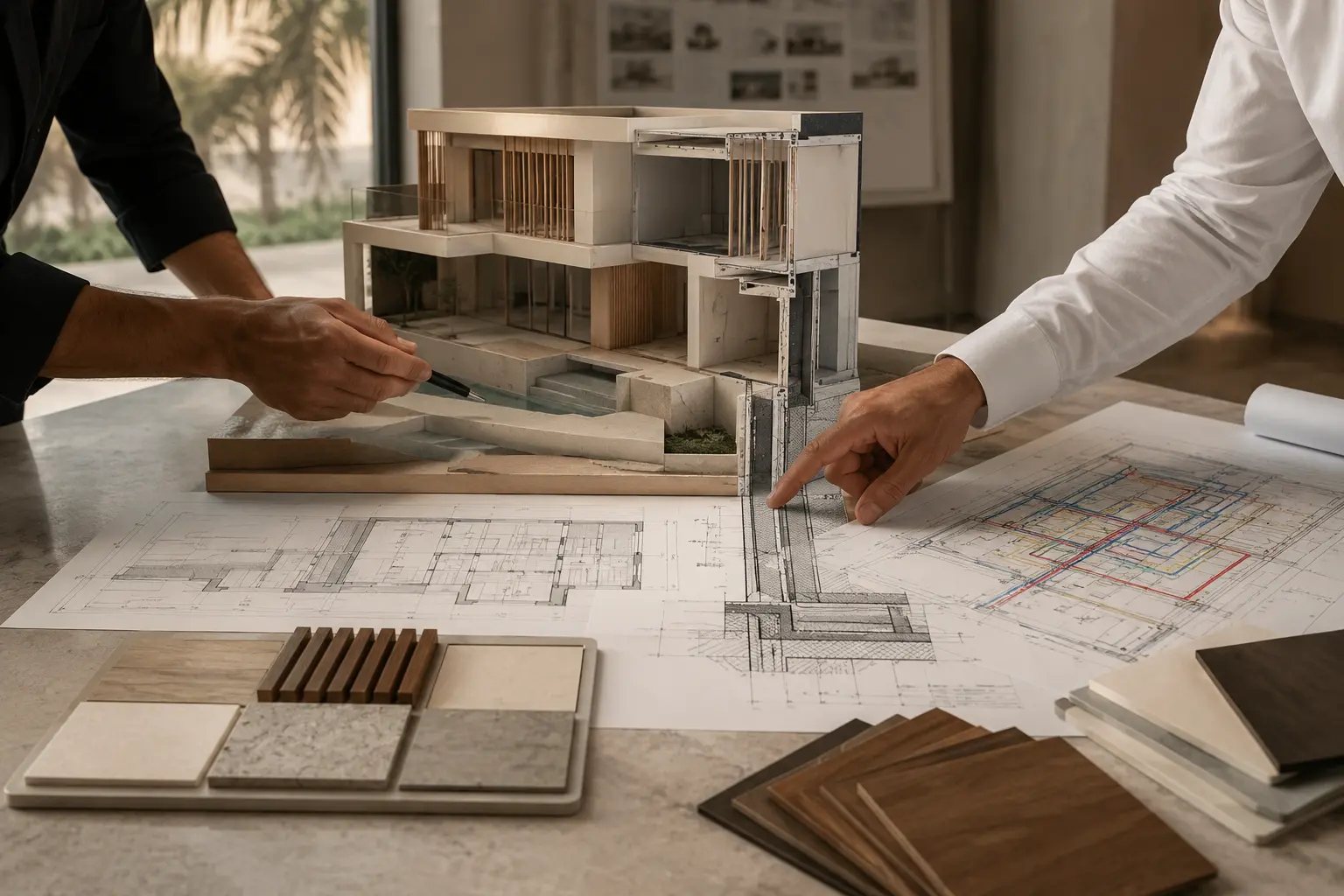 Coordinated villa model with architectural, structural and services drawings